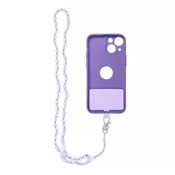 Crystal Diamond Telefontok - univerzális - tokba helyezhető nyakba akasztó - átlátszó / lila gyöngy-3