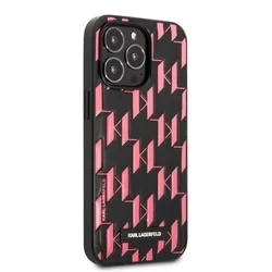 iPhone 13 Pro Max Telefontok - Karl Lagerfeld Monogram Plaque Kemény Tok - Fekete-Pink-3