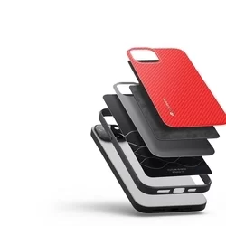 iPhone 14 Telefontok - Dux Ducis Fino piros műanyag tok, szilikon kerettel-6