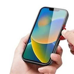 iPhone 14 Telefontok - Dux Ducis Fino piros műanyag tok, szilikon kerettel-5