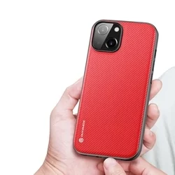 iPhone 14 Telefontok - Dux Ducis Fino piros műanyag tok, szilikon kerettel-1