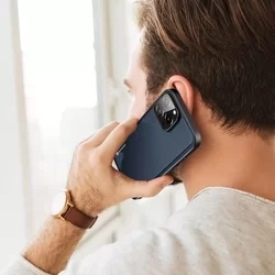 iPhone 14 Pro Telefontok - Dux Ducis Fino kék műanyag tok, szilikon kerettel-4