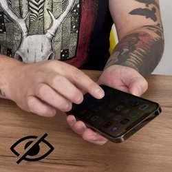 Üvegfólia iPhone 14 Pro - betekintésvédő üvegfólia fekete kerettel-1