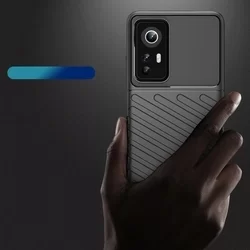 Xiaomi 12 5G Telefontok - Thunder fekete ütésálló szilikon hátlap tok-2