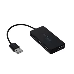 MaxLife HUB Adapter - 4xUSB porttal + USB fekete kábel, 1,5m-1