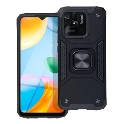 Xiaomi Poco C40 Telefontok - Nitro Ring Armor - fekete gyűrűs, kitámasztható, ütésálló műanyag hátlaptok-1
