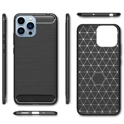 iPhone 14 Pro Telefontok - Forcell CARBON fekete szilikon hátlap tok-1