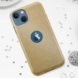 iPhone 13 Telefontok - Arany Shiny tok (Apple logónál kivágással)-3