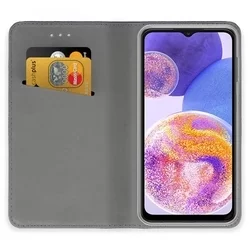 Samsung Galaxy A23 5G Telefontok - arany mágneses szilikon keretes könyvtok-3