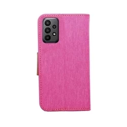 Samsung Galaxy A23 5G Telefontok - Canvas pink mágneses szilikon keretes könyvtok-2