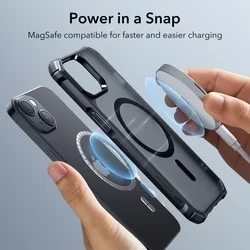 iPhone 14 Pro Telefontok - ESR AIR ARMOR HALOLOCK MagSafe kompatibilis áttetsző ütésálló hátlap tok, fekete kerettel-1