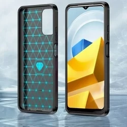 Telefontok Xiaomi Poco M5 - Carbon Fiber fekete szilikon tok-2