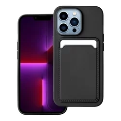 iPhone 14 Pro Telefontok - Forcell Card - fekete kártyatartós szilikon hátlap tok-1