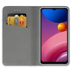 Samsung Galaxy A04s Telefontok - kék mágneses szilikon keretes könyvtok-1