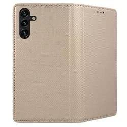 Samsung Galaxy A04s Telefontok - arany mágneses szilikon keretes könyvtok-2
