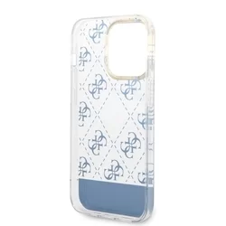 iPhone 14 Pro Telefontok - Guess Pattern Script - kemény hátlaptok - Kék/átlátszó-5