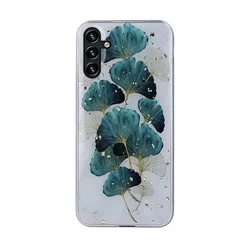 Samsung Galaxy A13 5G Telefontok - Gold Glam levelek - mintás műanyag hátlap tok, szilikon kerettel-1