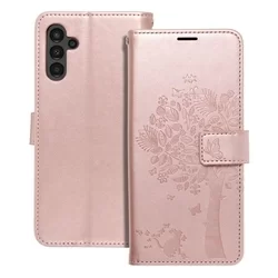 Samsung Galaxy A13 5G Telefontok - MEZZO fa mintás rose gold mágneses szilikon keretes könyvtok-1