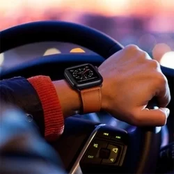 Okosóra szíj - Apple Watch Series 4/5/6/7/8/9/SE (38 / 40 / 41 mm) bőrszíj - TECH-PROTECT Leather barna bőr szíj-1