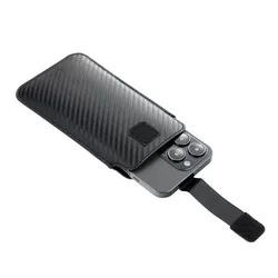 Forcell Pocket Carbon Telefontok - fekete tépőzáras, kihúzó füles tok (16x7,8x1 cm)-4