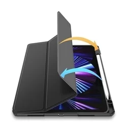 iPad Pro 12.9 2020 (4. gen) Tablettok - DUX DUCIS TOBY fekete ütésálló tok ceruza tartóval-2