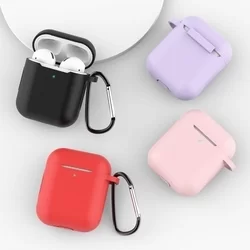 AirPods 1/2 tartó - fekete szilikon Airpods 1/2 tartó karabinerrel-2