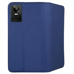 Realme GT Neo 3 Telefontok - kék mágneses szilikon keretes könyvtok-2