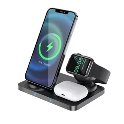 Hoco CW33 Telefon töltő - fekete vezeték nélküli (Wireless) LED kijelzős töltőpad - telefon, headset és okosóra (iWatch)-5