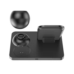Hoco CW33 Telefon töltő - fekete vezeték nélküli (Wireless) LED kijelzős töltőpad - telefon, headset és okosóra (iWatch)-1