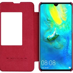 Telefontok Huawei Mate 20  - Nillkin Qin S-View Kihajtható Bőr tok piros-1