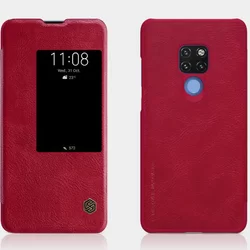 Telefontok Huawei Mate 20  - Nillkin Qin S-View Kihajtható Bőr tok piros-4