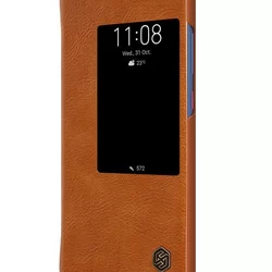 Telefontok Huawei Mate 20  - Nillkin Qin S-View Kihajtható Bőr tok barna-2