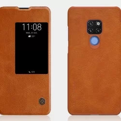 Telefontok Huawei Mate 20  - Nillkin Qin S-View Kihajtható Bőr tok barna-3
