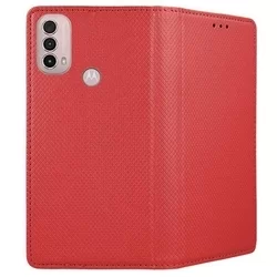 Motorola Moto E40 Telefontok - piros mágneses szilikon keretes könyvtok-2