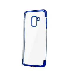 Samsung J4 2018 Telefontok - átlátszó szilikon tok kék kerettel-1