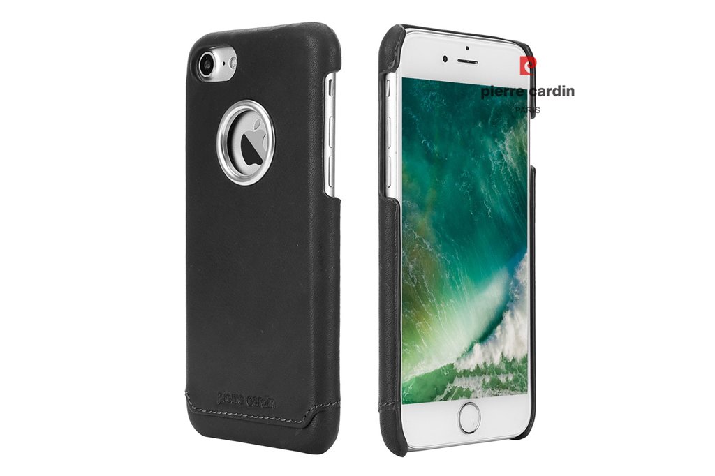 iPhone 7/8 telefontok - Pierre Cardin Bőr Tok Fekete (8719273129821)