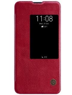 Telefontok Huawei Mate 20  - Nillkin Qin S-View Kihajtható Bőr tok piros