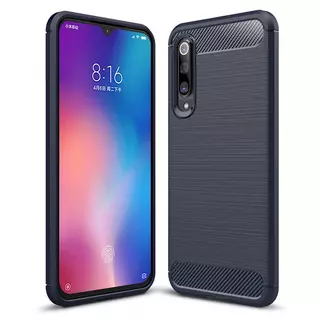 Telefontok Xiaomi Mi 9 - Carbon Fiber kék szilikon tok