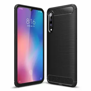Telefontok Xiaomi Mi 9 - Carbon Fiber fekete szilikon tok