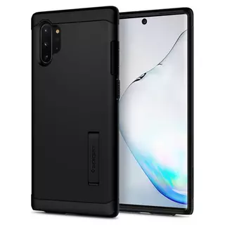 Telefontok Samsung Galaxy Note 10+ (Note 10 Plus) - Spigen Armor fekete ütésálló, kitámasztható hátlap tok