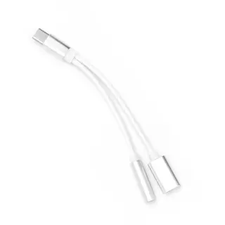 Type-C - audio jack 2in1 Type-C töltő adapter fehér ezüst csatlakozóval