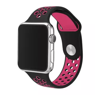 Apple Watch Series 1,2,3,4 (42mm-44mm) okosóra szíj - Handodo Double Fekete/Pink szilikon szíj