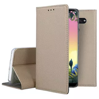 Telefontok LG K50s - arany mágneses szilikon keretes könyvtok