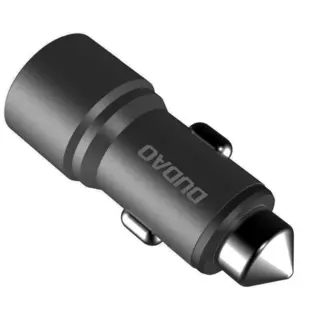 DUDAO R5 Autós töltő - univerzális 2USB 3.1A szürke, fém szivartöltő fej szélvédő törő kalapáccsal