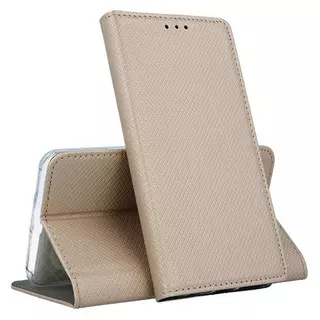 Huawei Y6 2019 Telefontok - arany mágneses szilikon keretes könyvtok