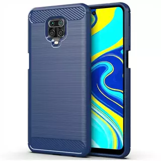 Xiaomi Redmi Note 9S Telefontok - Carbon Fiber kék szilikon tok