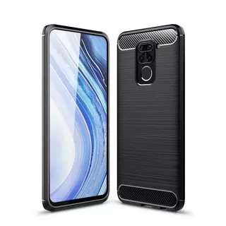 Xiaomi Redmi Note 9 / Xiaomi Redmi 10X 4G Telefontok - Carbon Fiber fekete szilikon tok