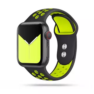 Okosóra szilikon szíj - Apple Watch Series 4/5/6/7/8/9/Ultra/SE (42/44/45/49 mm) - TECH-PROTECT SOFTBAND Fekete/Lime szilikon szíj
