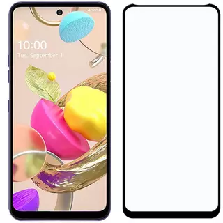 LG K42 Üvegfólia- 5D full glue, super kemény tokbarát fólia fekete kerettel