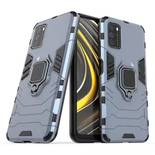Telefontok Xiaomi Poco M3 - Ring Armor Kickstand kék ütésálló hátlap tok